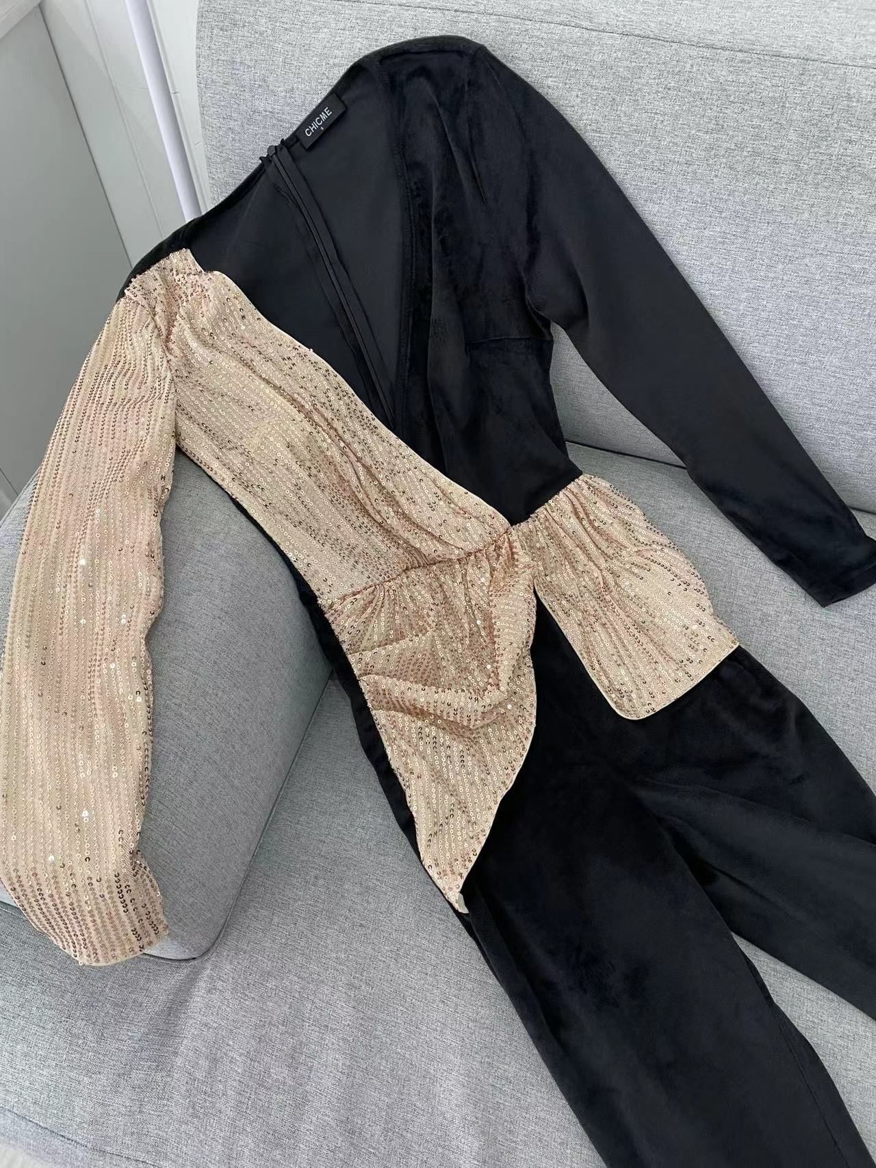 Fashion High Waist Sequined Jumpsuits