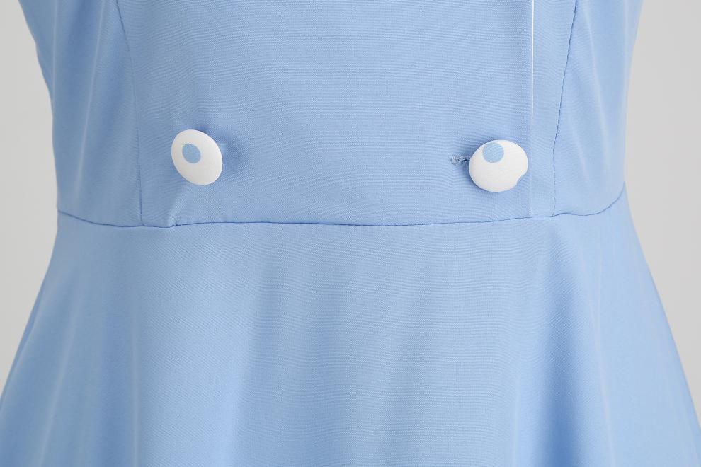 Elegant V-Neck Polka Dot & Solid Color A-Line Dress with Belt for Women