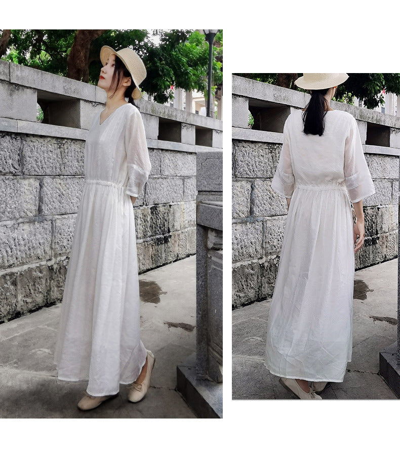 Ethnic Women Summer Linen Dresses-Dresses-Free Shipping at meselling99