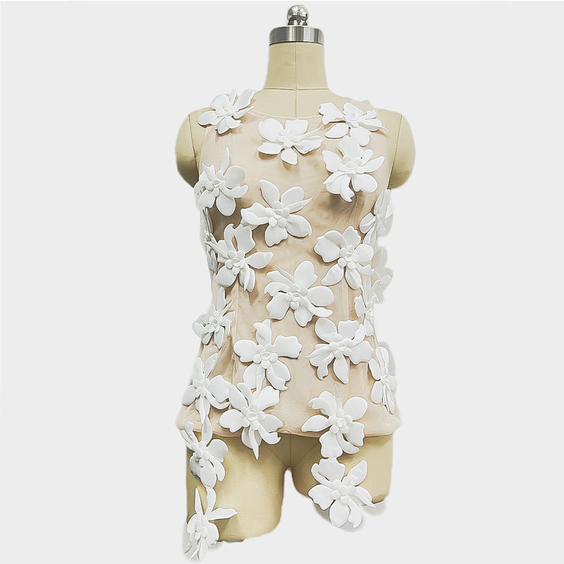 Designer 3D Floral Mesh Vest