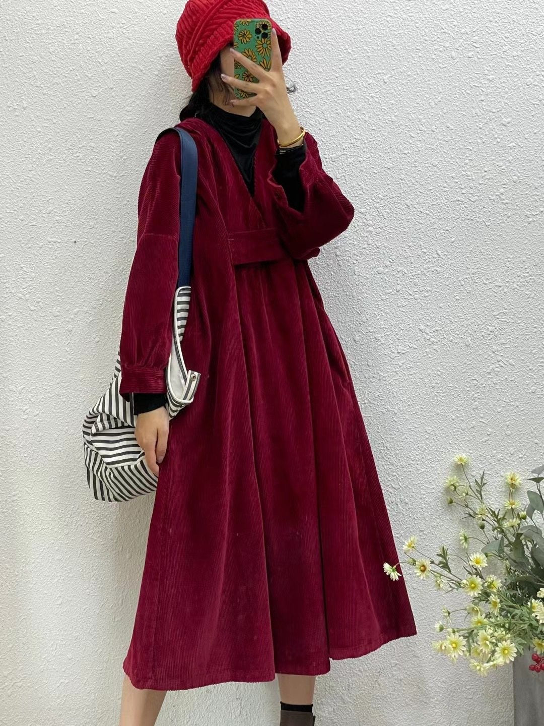 Vintage Plus Sizes High Waist Cozy Dresses-Dresses-Free Shipping at meselling99