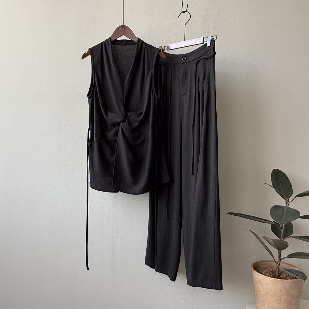 Designer Twist Knot Sleeveless Blouse Set for Women