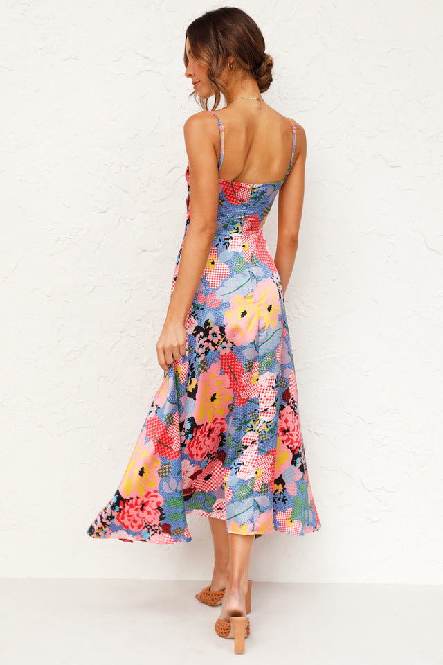 Sweety Summer Floral Print Sleeves Long Dresses-Dresses-Free Shipping at meselling99