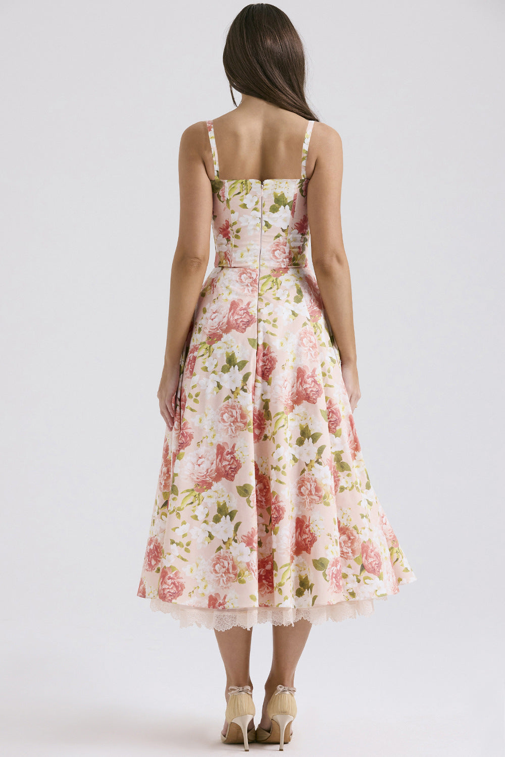 Elegant Floral Print French Summer Dress