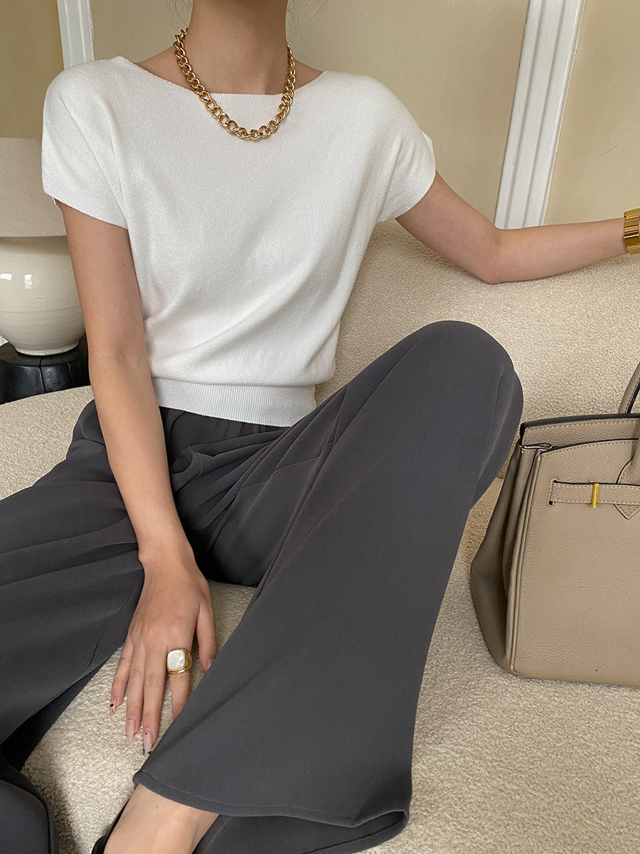 Women's Minimalist Short Sleeve Knit Top