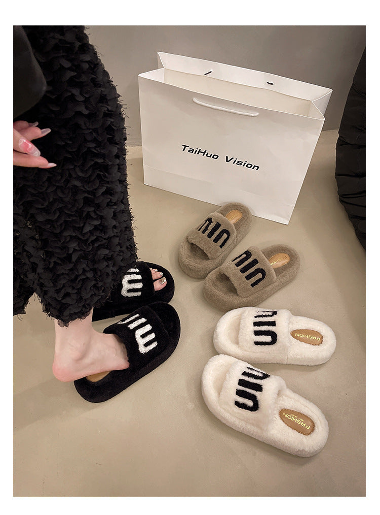 Fashion Women Winter Platform Slippers