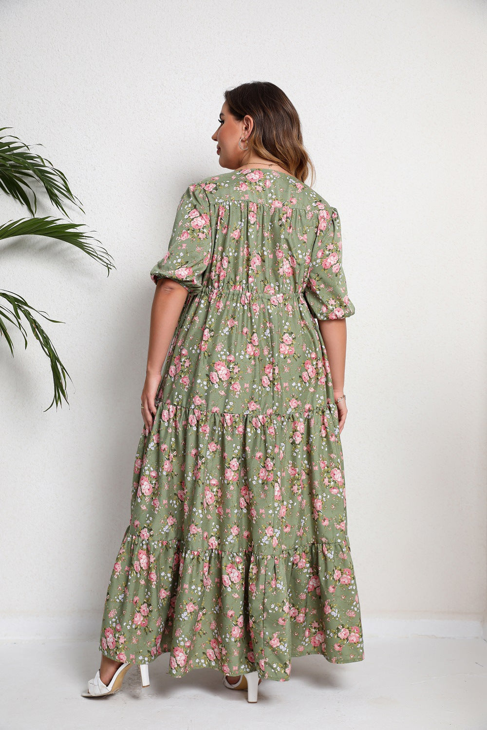 Plus Size Summer Boho Print Flowy Maxi Dress