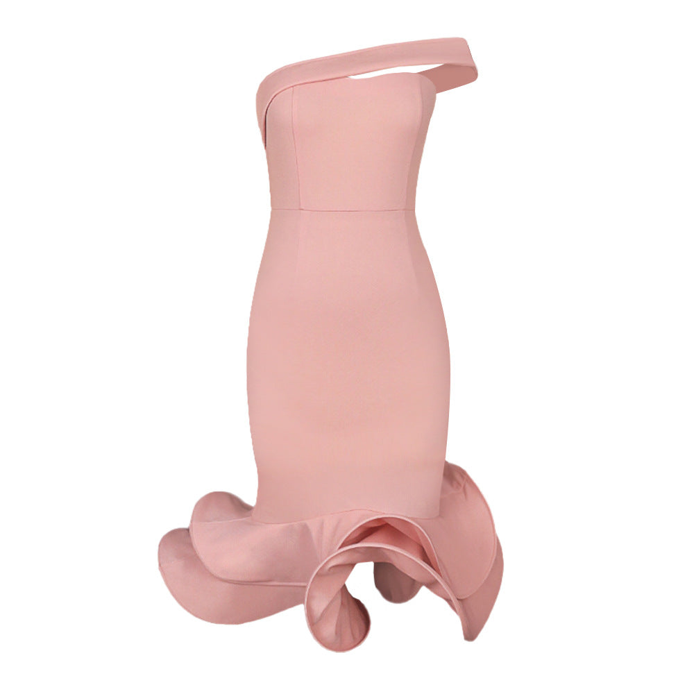 Sexy One Shoulder Mermaid Evening Party Dresses-Dresses-Free Shipping at meselling99