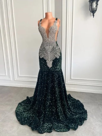 Luxury Sequin Embellished Mermaid Evening Dress