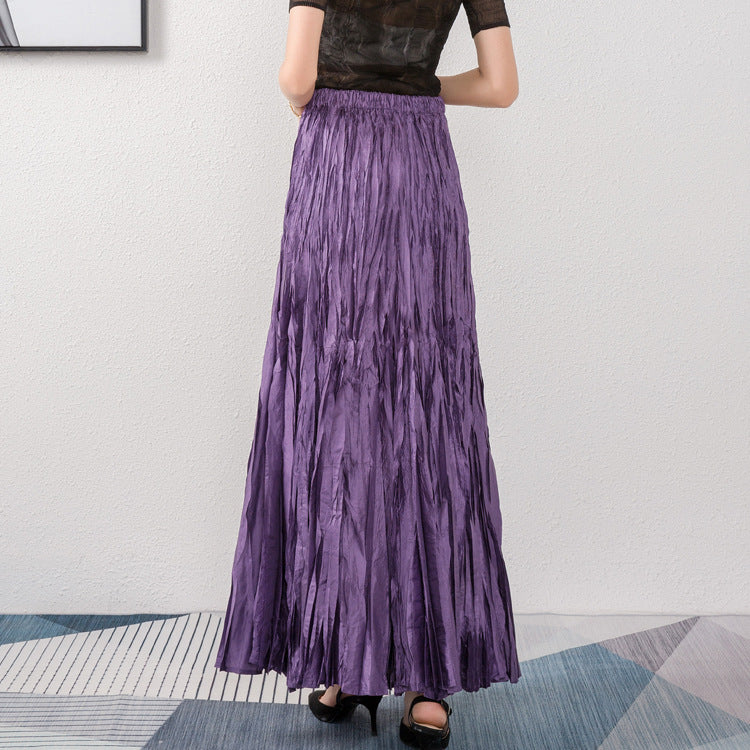 Elegant High-Waisted Solid Color Maxi Skirt