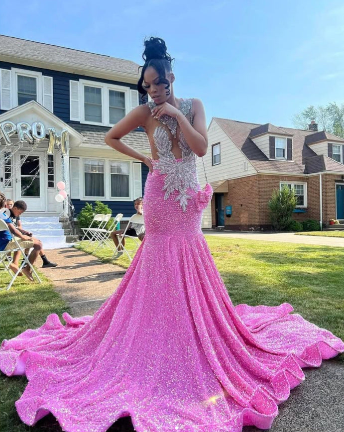 Luxury Sweep Train Evening Gown