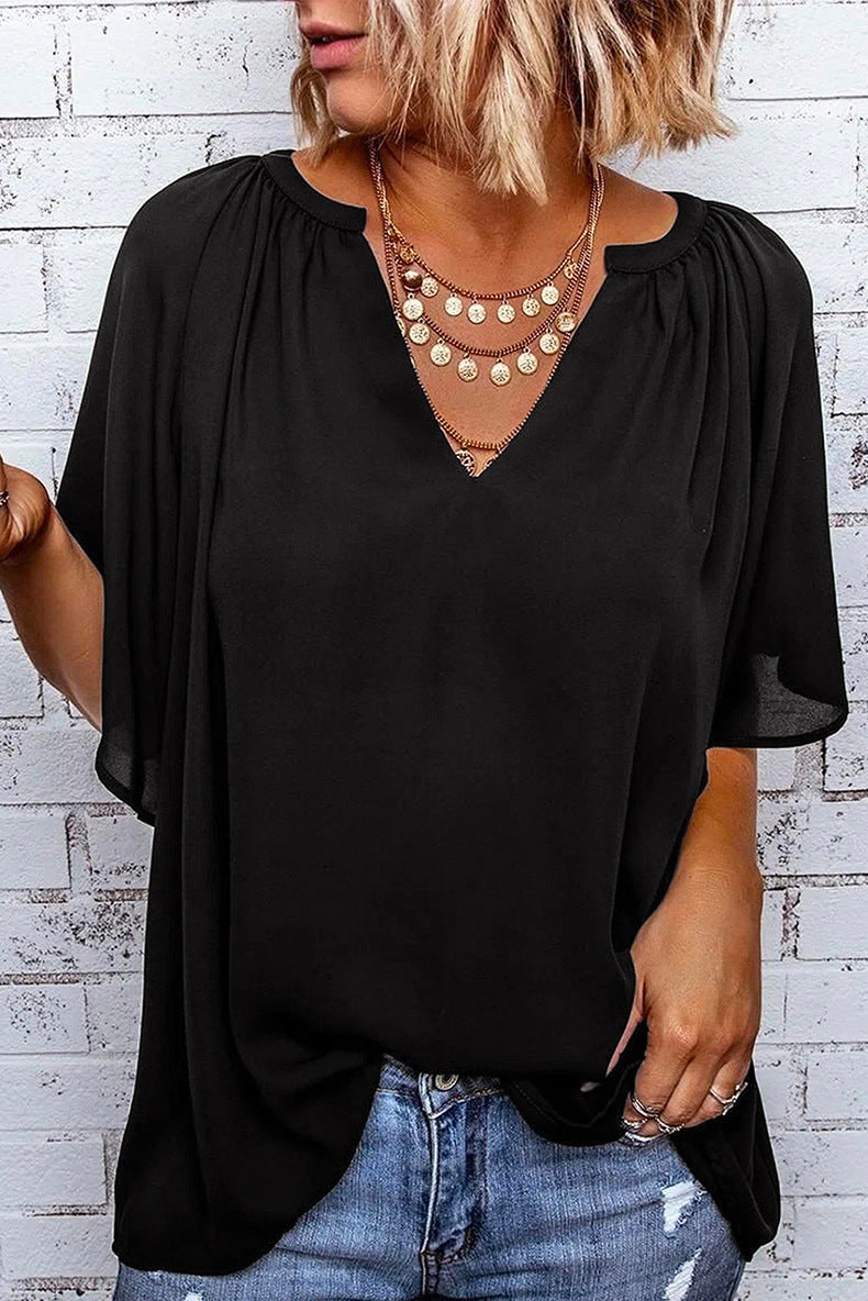 Leisure Chiffon Short Sleeves Women Blouses