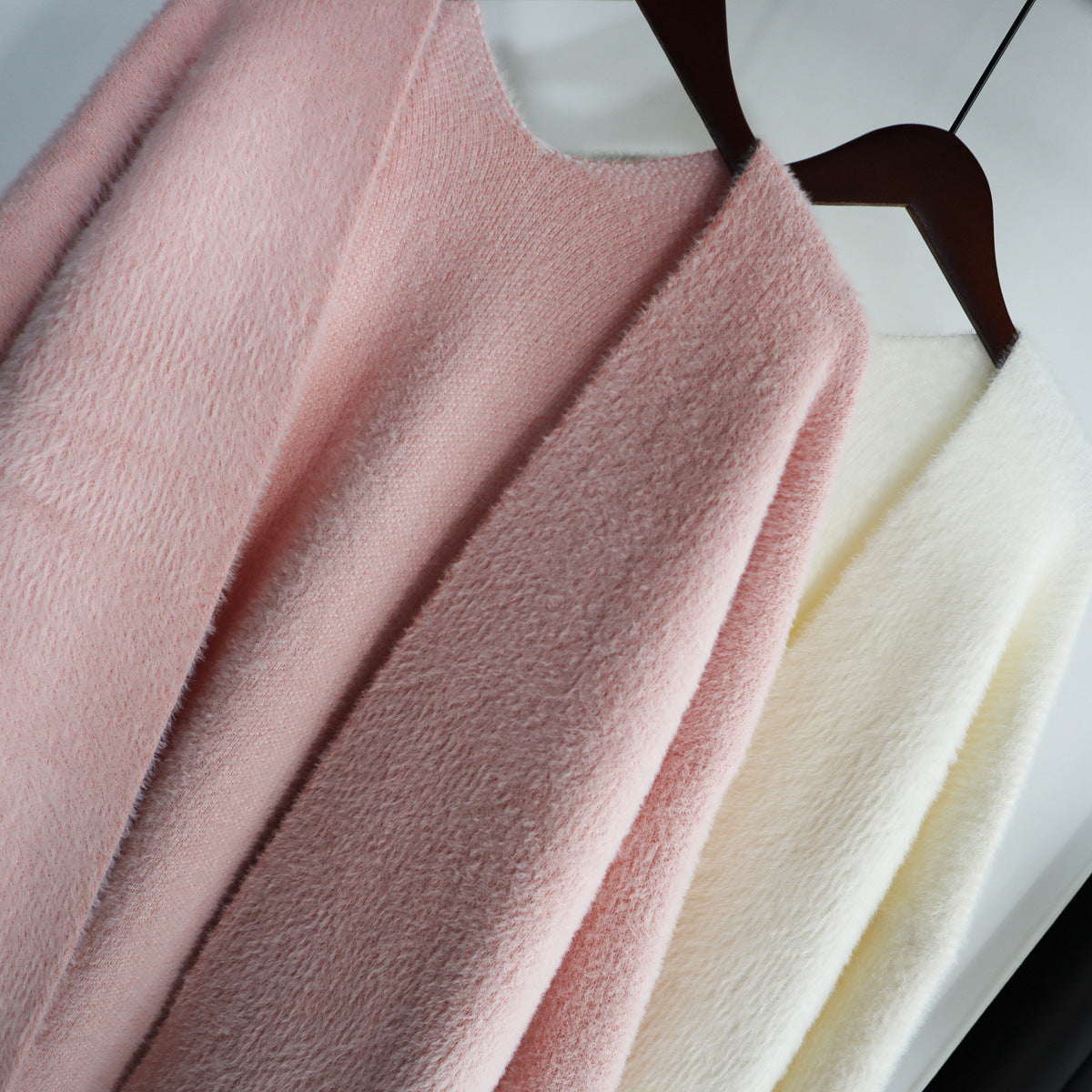 Women's Long Loose Faux Mink Fur Knit Cardigan