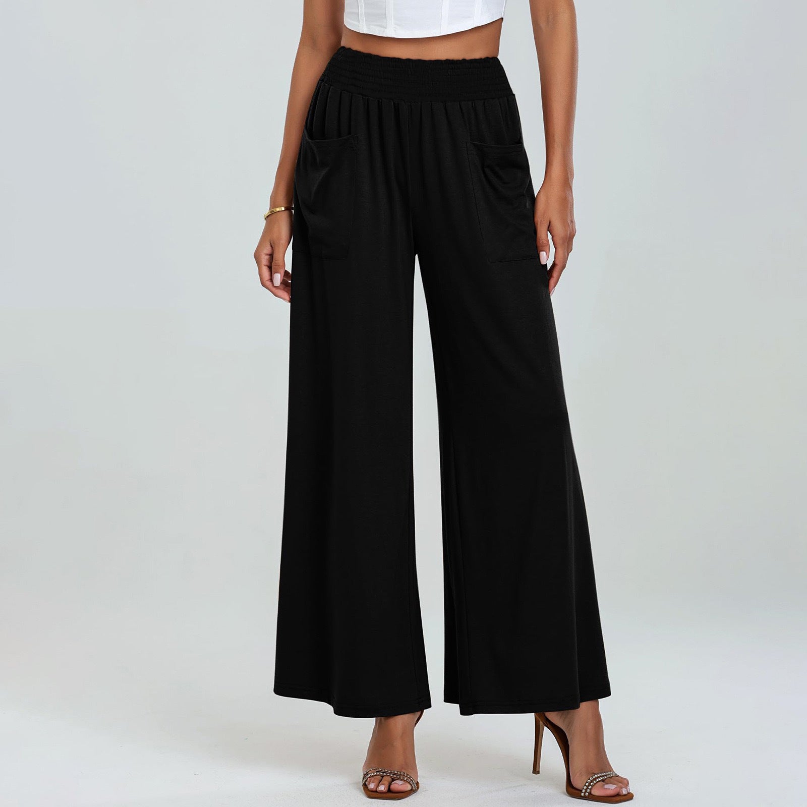 Women's High-Waisted Elastic Waist Casual Pants