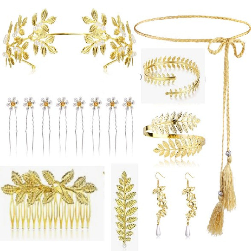 Gold Leaf Pearl Headband – Elegant Wire Wrap Hair Accessory for Women