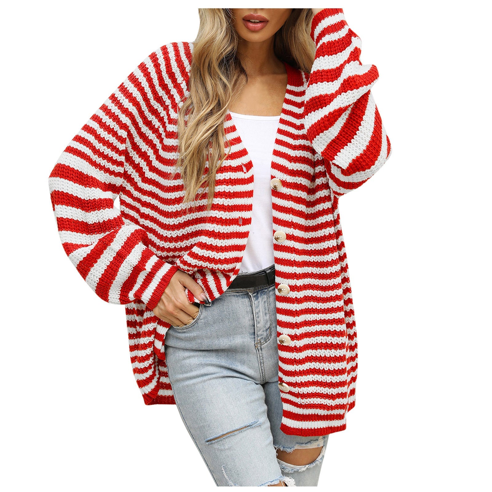 Casual Striped Long Sleeves Knitted Cardigans
