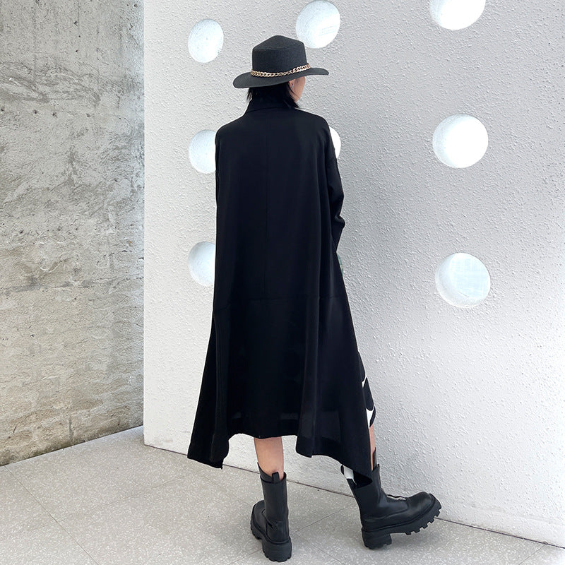 Vintage Dot Print Black Long Sleeves A Line Shirts Dresses-Dresses-Black-One Size-Free Shipping at meselling99