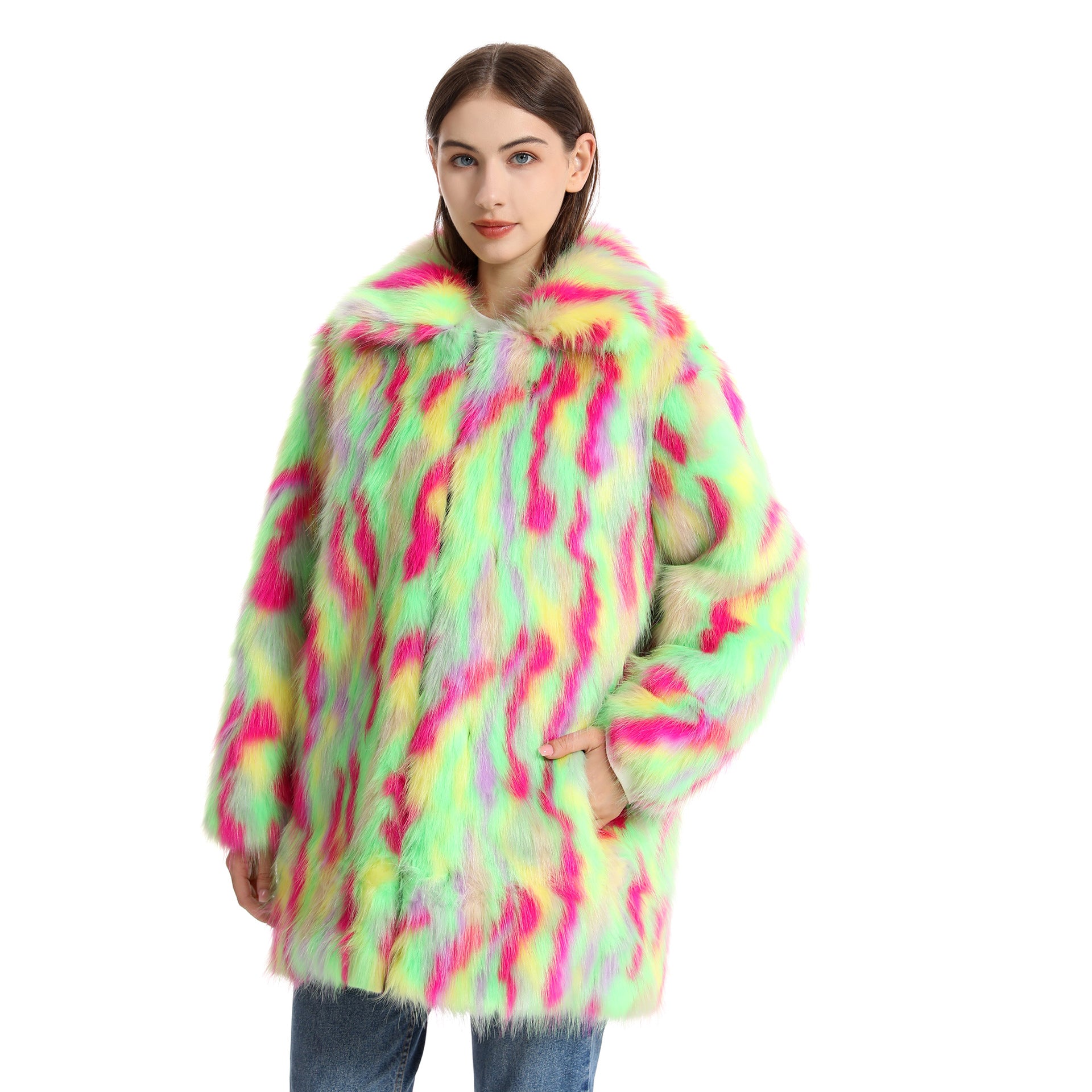 Women's Plush Long-Length Faux Fur Coat