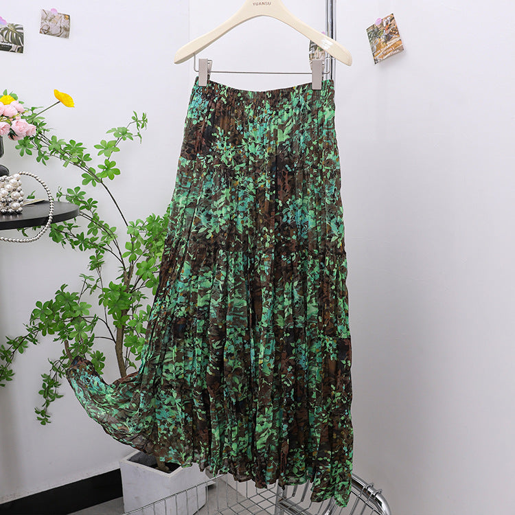 Yuan Su's new summer Wizard of Oz floral pleated skirt, high waist versatile and thin wrinkled A-shaped big swing skirt-The Wizard of Oz-one size fits all-Free Shipping Leatheretro