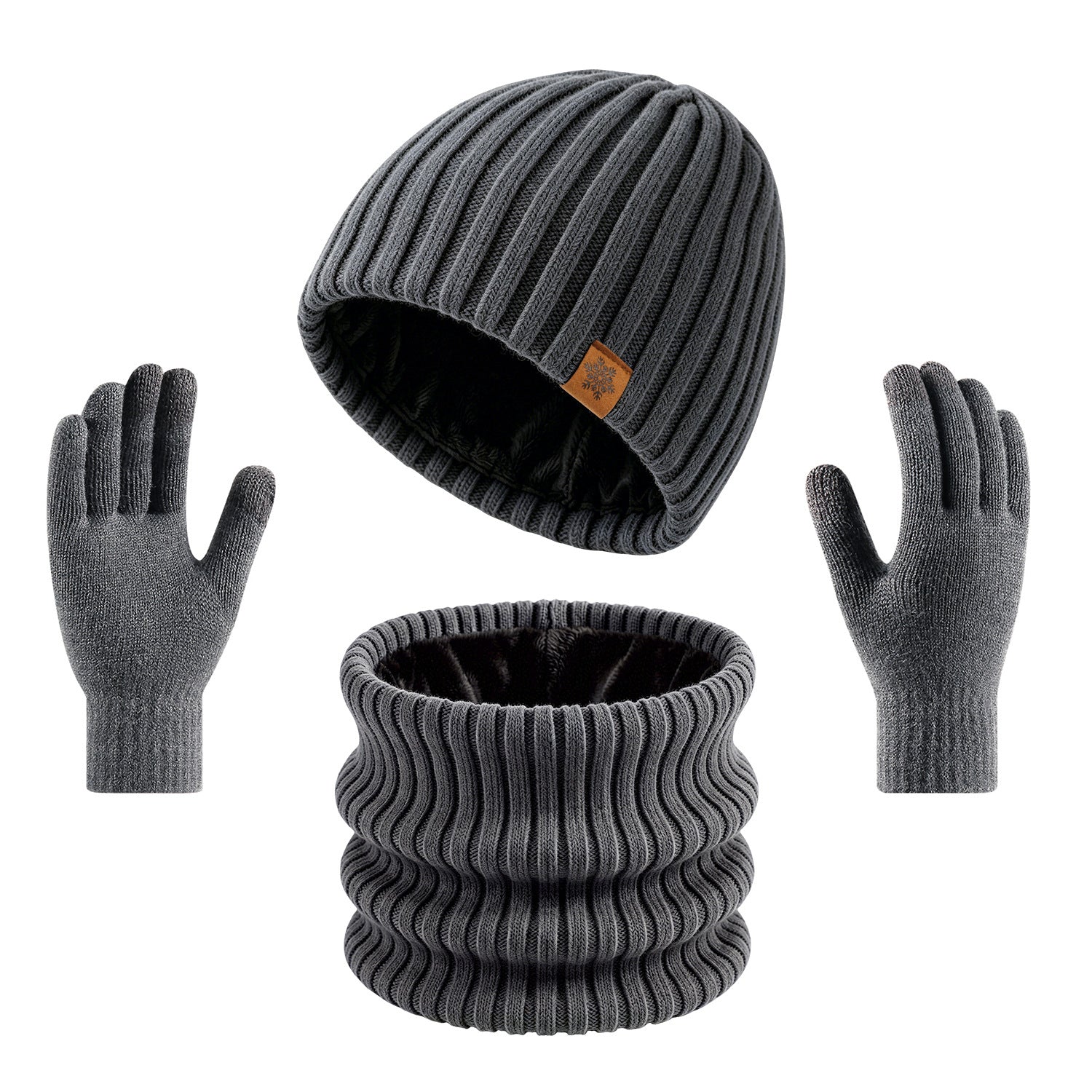 Men's Winter Knit Hat Scarf Gloves Set