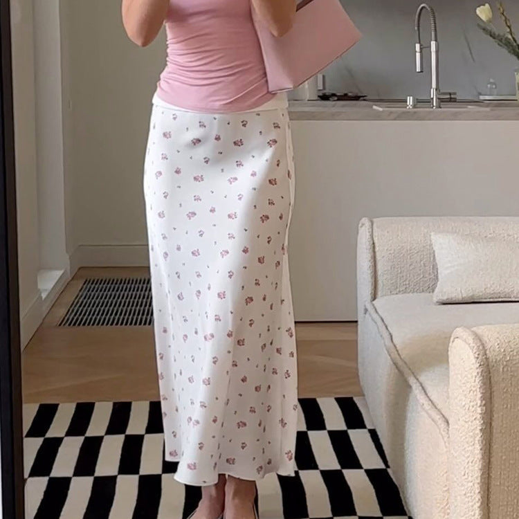 Women's Satin Print Pencil Skirt