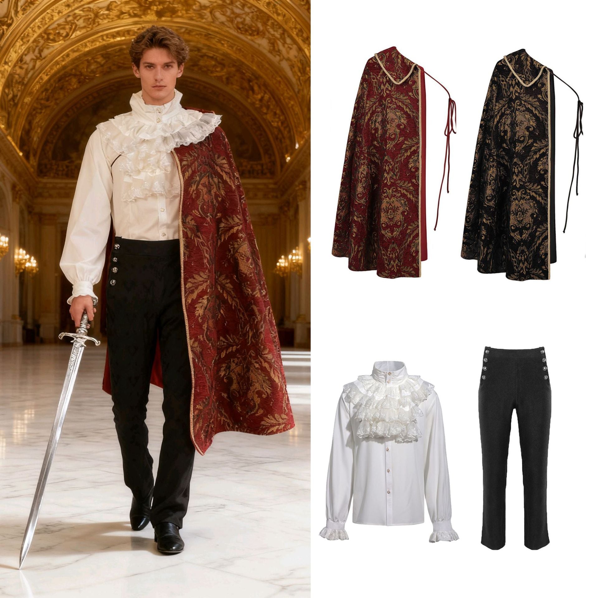 Medieval Renaissance Tudor King Costume Cloak – RenFaire Noble Cape