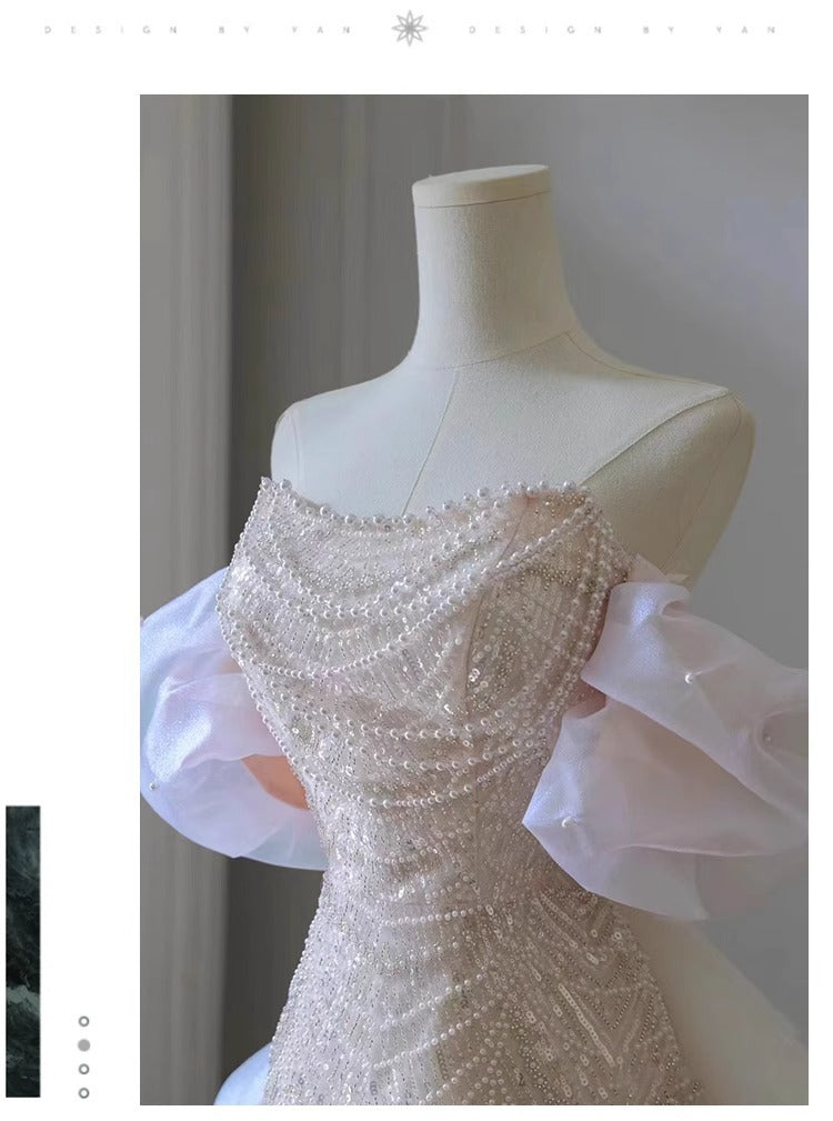 One-Shoulder Light Wedding Dress