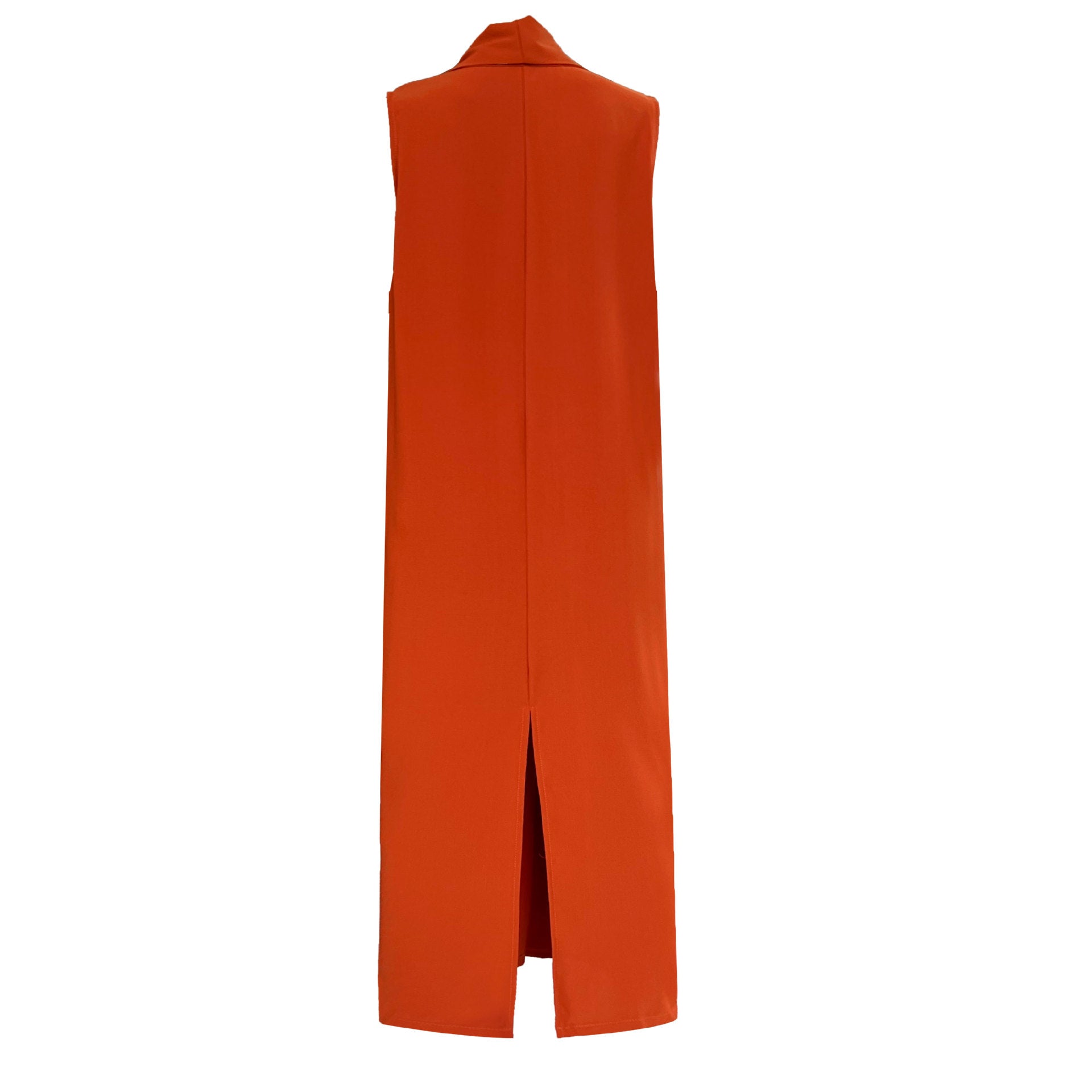 Women's V-Neck Sleeveless Twist Knot Long Dress-Pumpkin color-M-Free Shipping Leatheretro