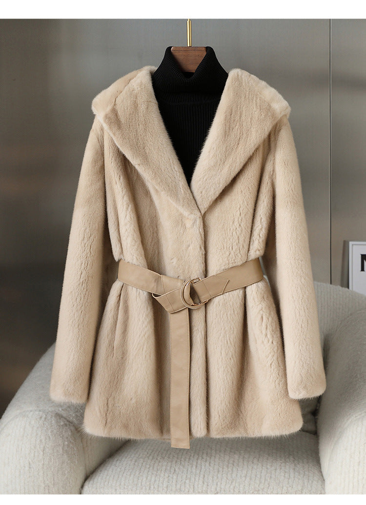 Casual Faux Fur Midi Length Jacket Coats