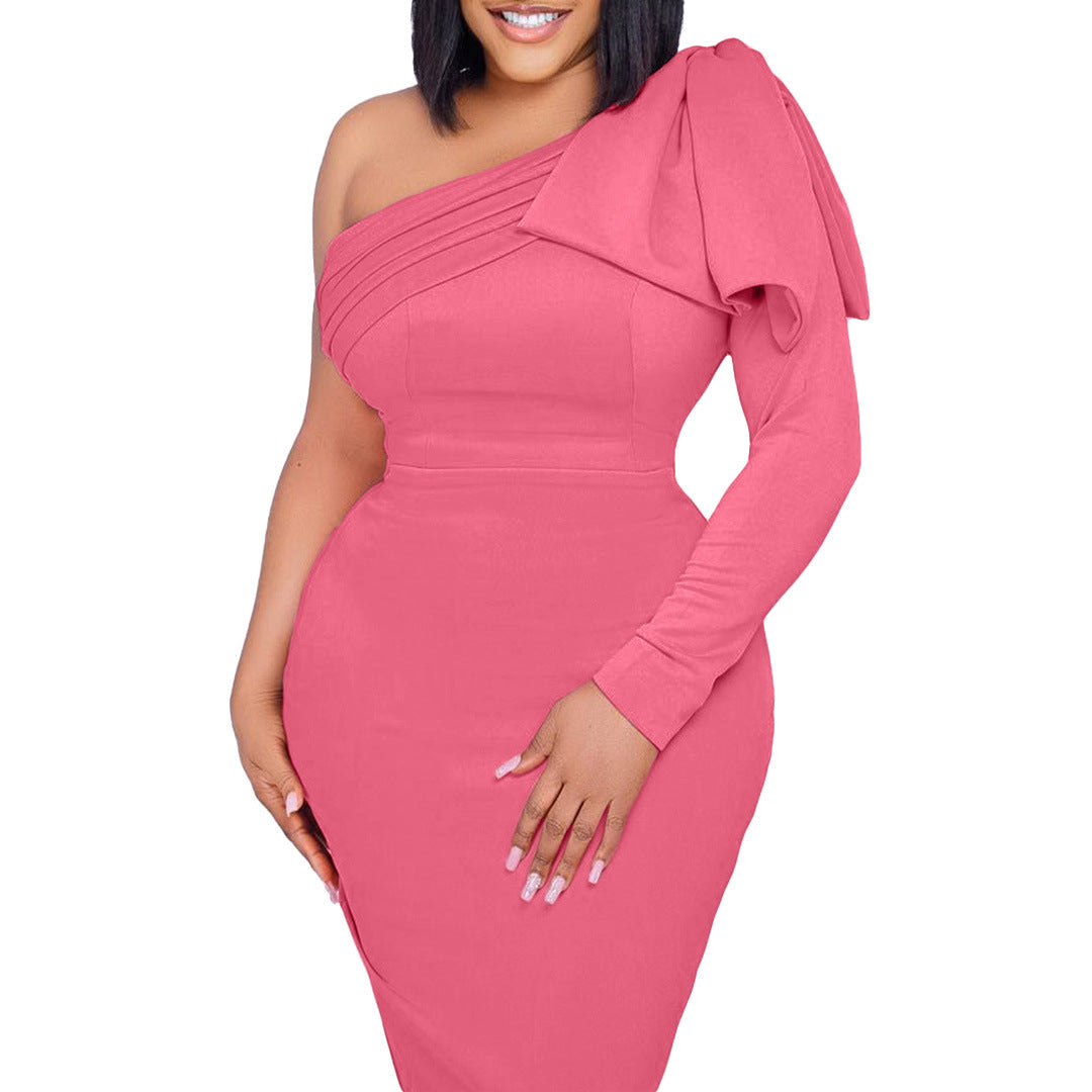 Fashion One Shoulder Sheath Women Dresses-Dresses-Free Shipping at meselling99