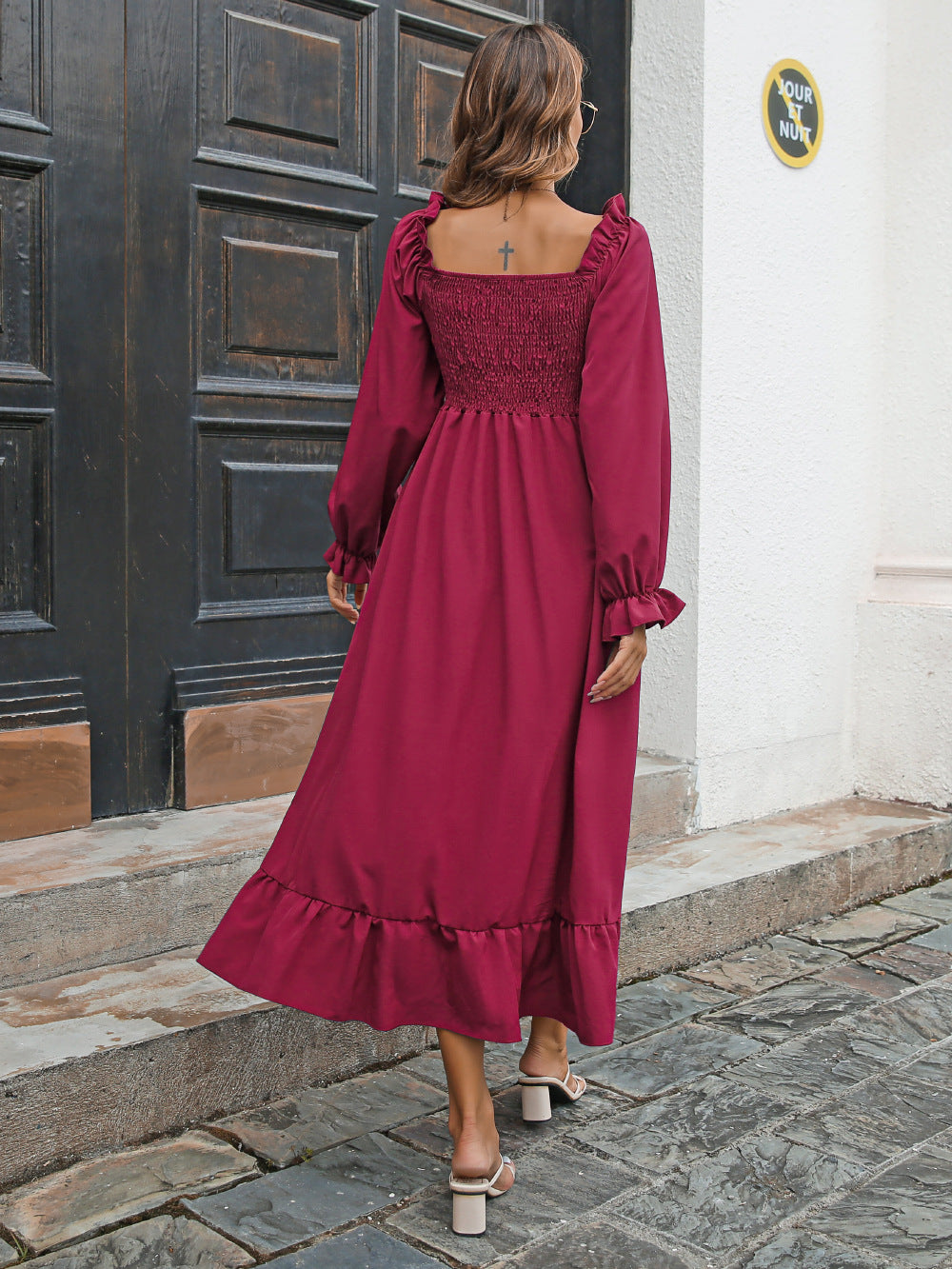 Casual Ruffled Long Sleeves Fall Dresses