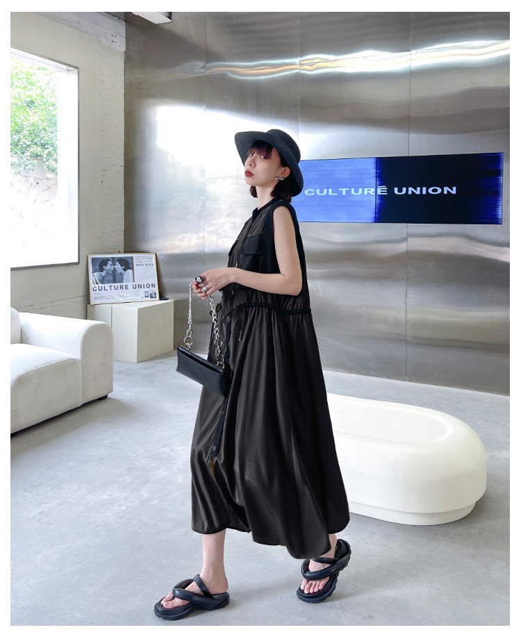 Fashion Summer Sleeveless Long Shirts Dresses-Outerwear-Free Shipping at meselling99