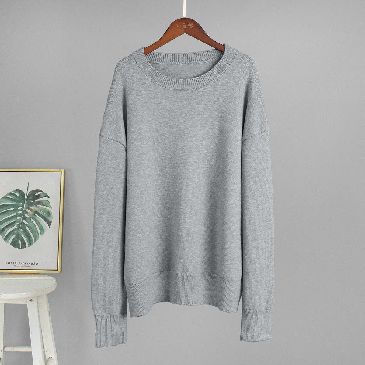 Classic Relaxed-Fit Dark Crewneck Sweater