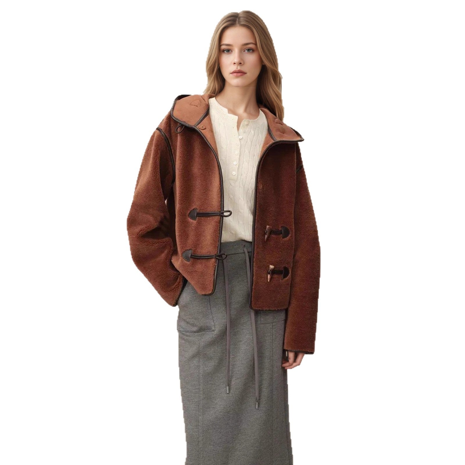 Elegant Faux Fur Hooded Jacket