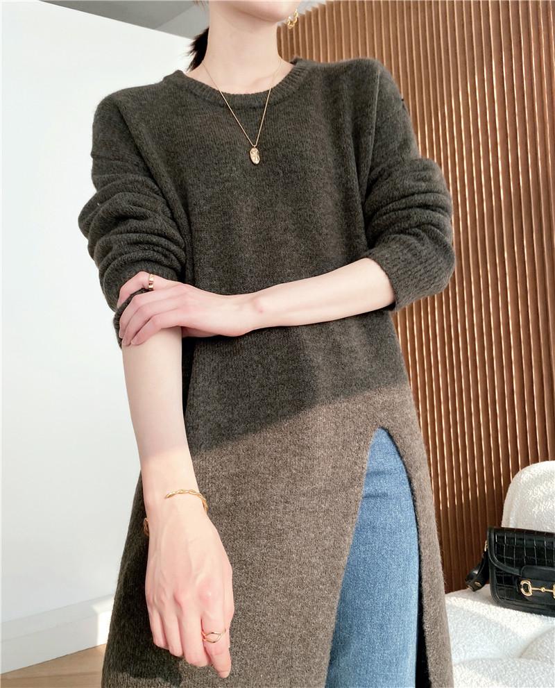 Warm Knitting Split Design Pullover Long Dresses-Dresses-Free Shipping at meselling99