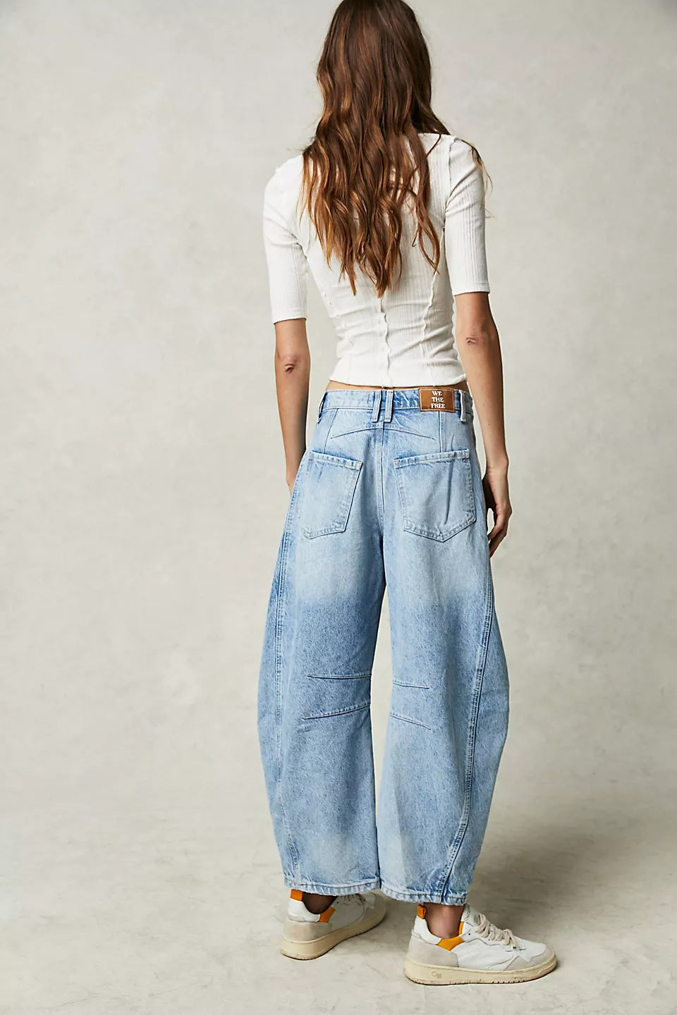 High-Waist Loose Fit Draped Wide Leg Jeans