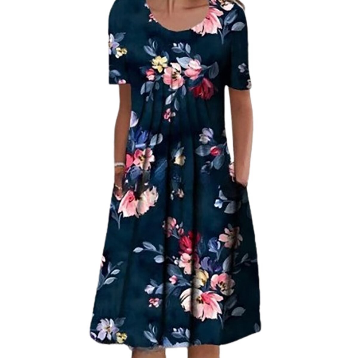 Plus Size Women's Floral Print Short Sleeve Dress