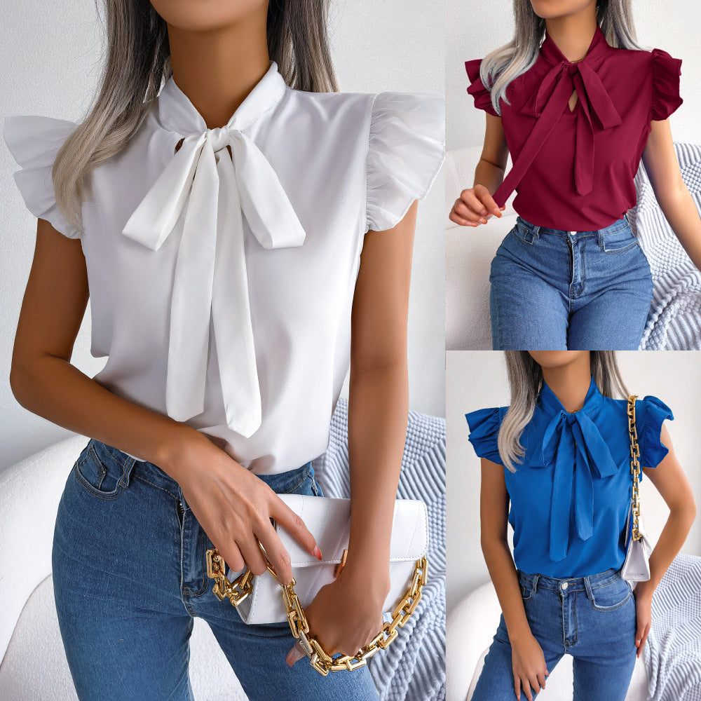 Elegant Ruffled Butterfly Chiffon Shirts for Women