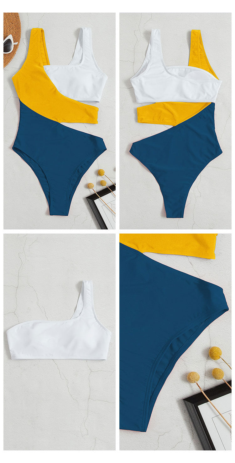 Sexy Contrast Color One Piece Women Swimsuits