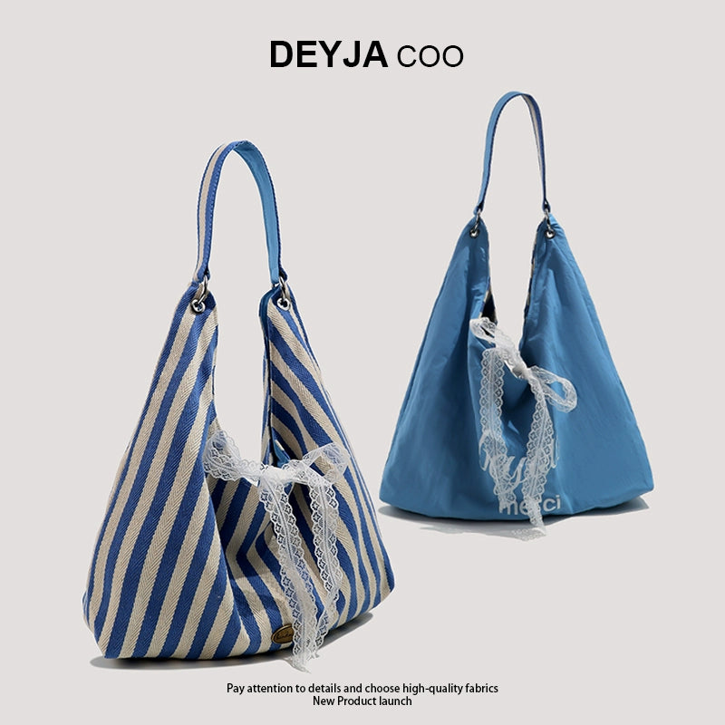 Double Sided Striped Canvas Tote Bag