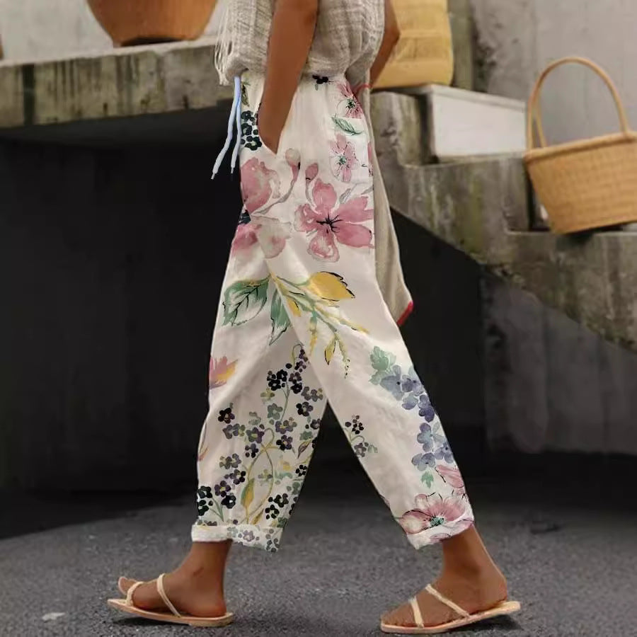 3D Large Print Minimalist Rolled Hem Casual Pants