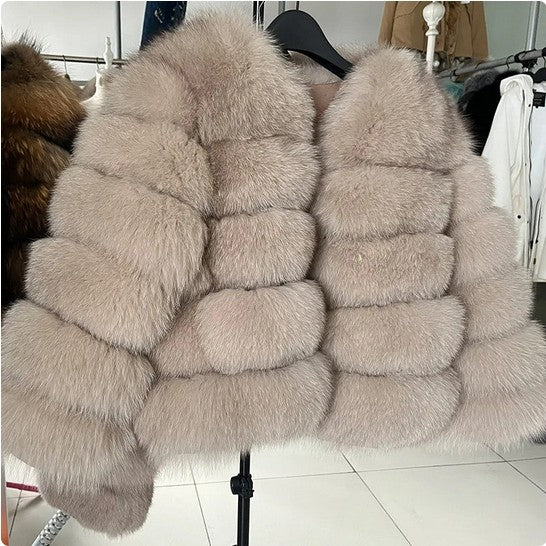 Women's Thickened Faux Fox Fur Spliced Winter Coat