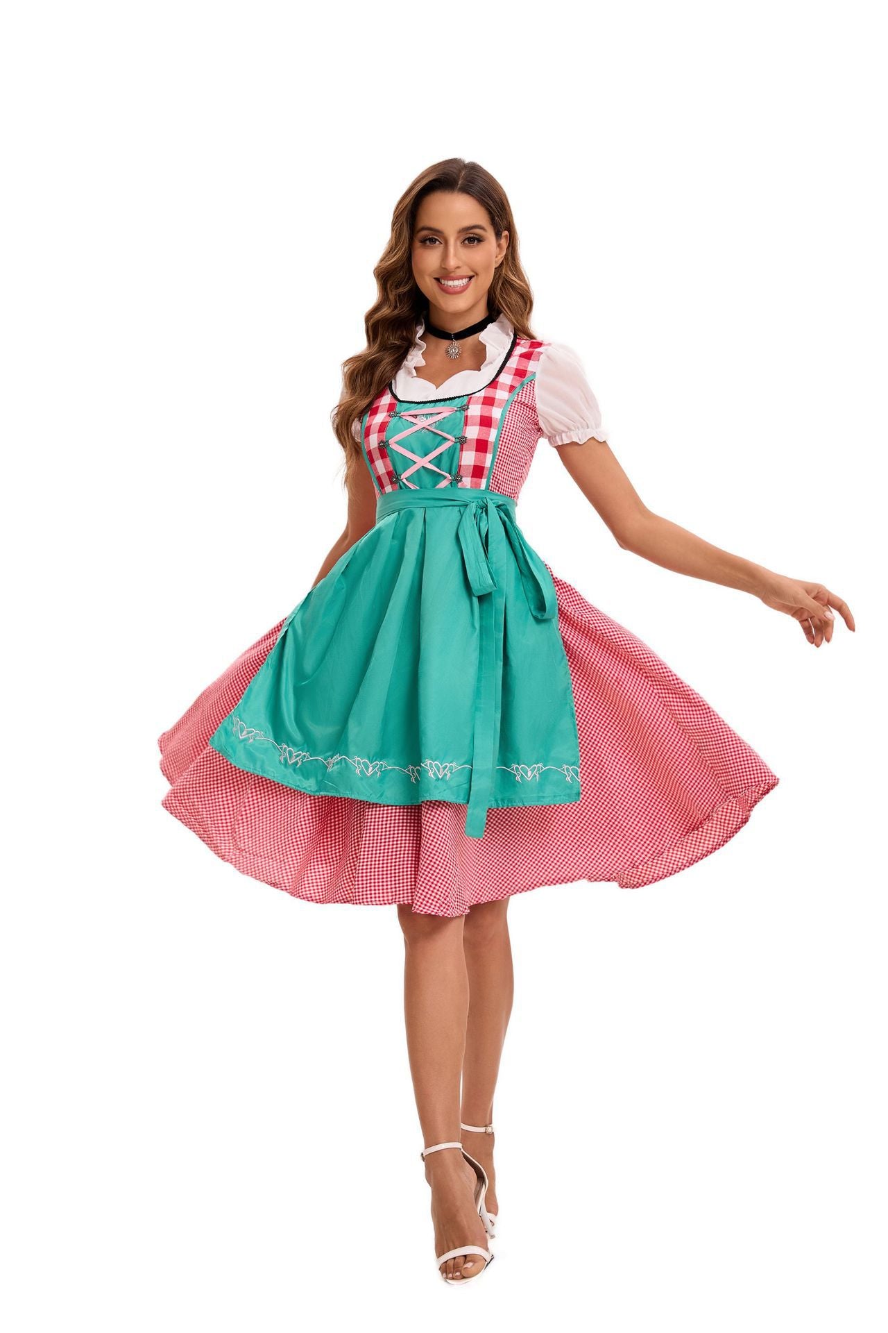 Retro Plaid Dirndl Dress