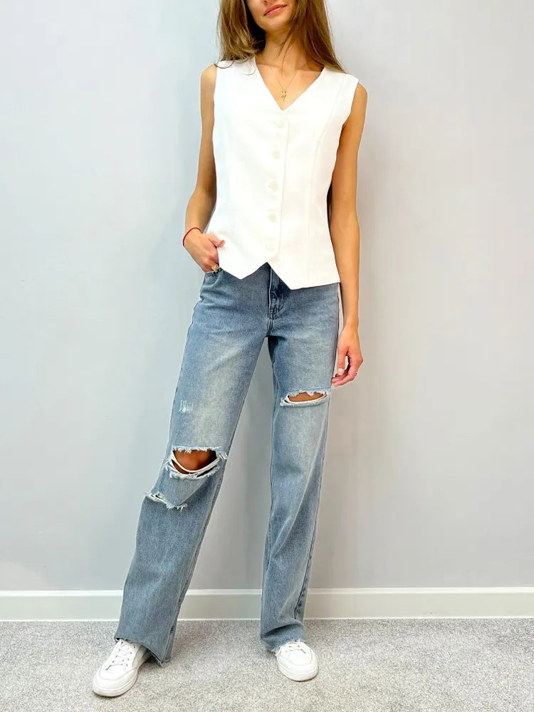 Women's Summer V-Neck Sleeveless Vest Cardigan