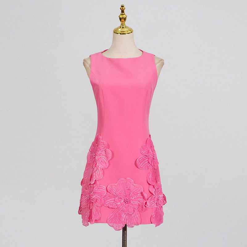 Designed Sweet 3D Floral Sleeveless Mini Dress