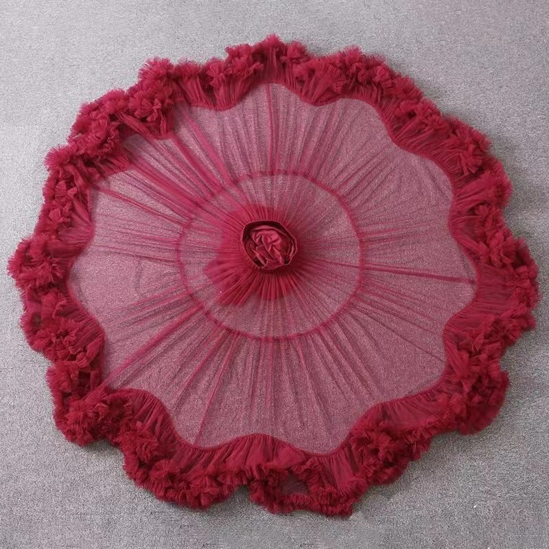 Layered Tulle Skirt with Floral Lace Trim-black-One Size-Free Shipping Leatheretro