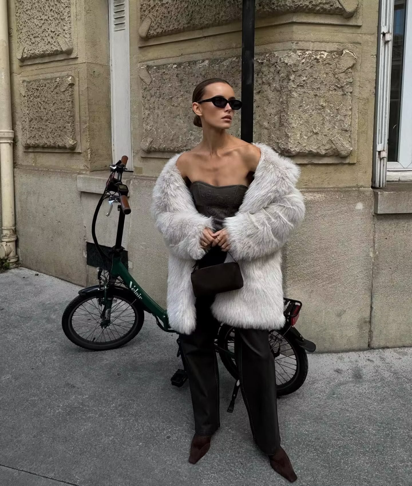 Fashion Artificial Fur Midi Length Coats for Women