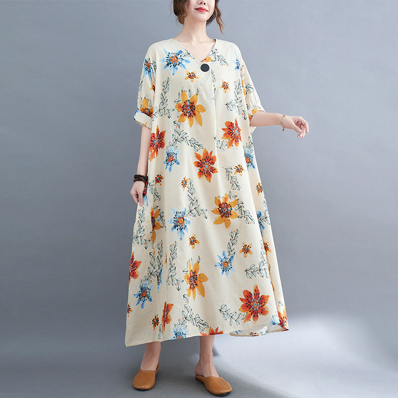 Women Short Sleeves Plus Sizes Long Dresses-Dresses-The same as picture-One Size-Free Shipping at meselling99