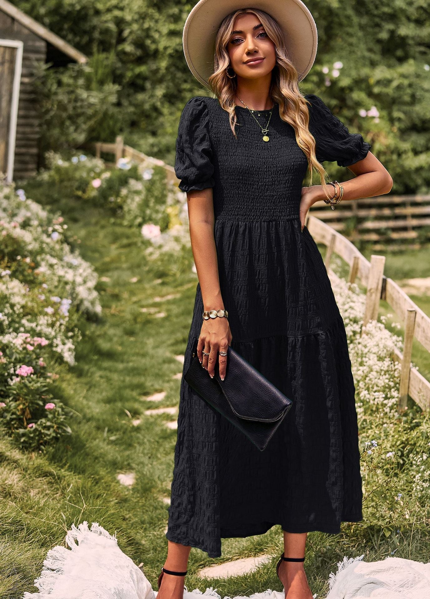 Casual Short Sleeves A Line Midi Dresses