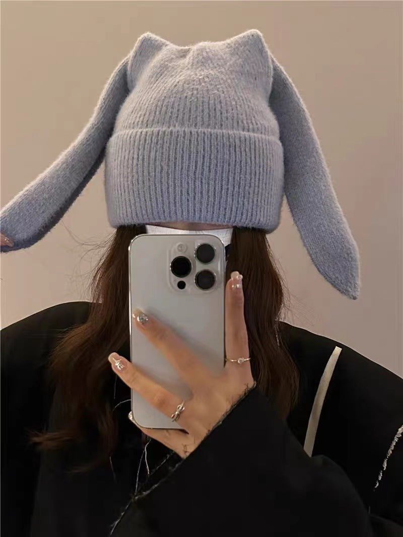 Long Ear Bunny Knit Hat – Winter Warm, Soft Faux Mink Yarn, Cute & Cozy Women’s Beanie